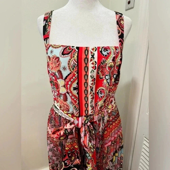 NWT Alice + Olivia Deona Paisley Pleated Maxi Dress size 14 - Picture 4 of 9